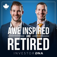 Two professional men in business attire with the words "Awe Inspired and Retired InvestorDNA" in front of their torsos.